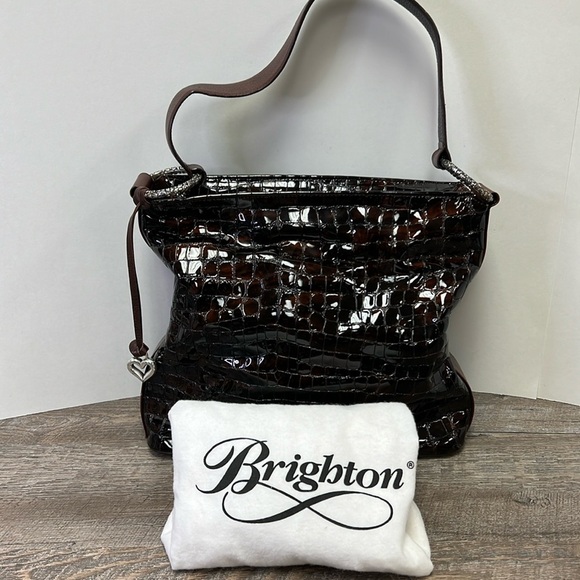 Brighton CHER Croc Patent Leather Shoulder Bag with Duster/Storage Bag D446849 - Picture 1 of 11
